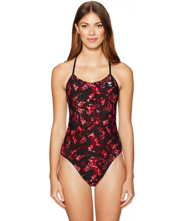 Women's Emulsion cutoutfit - Red - C2182WUMWLZ $28.49-One-Pieces