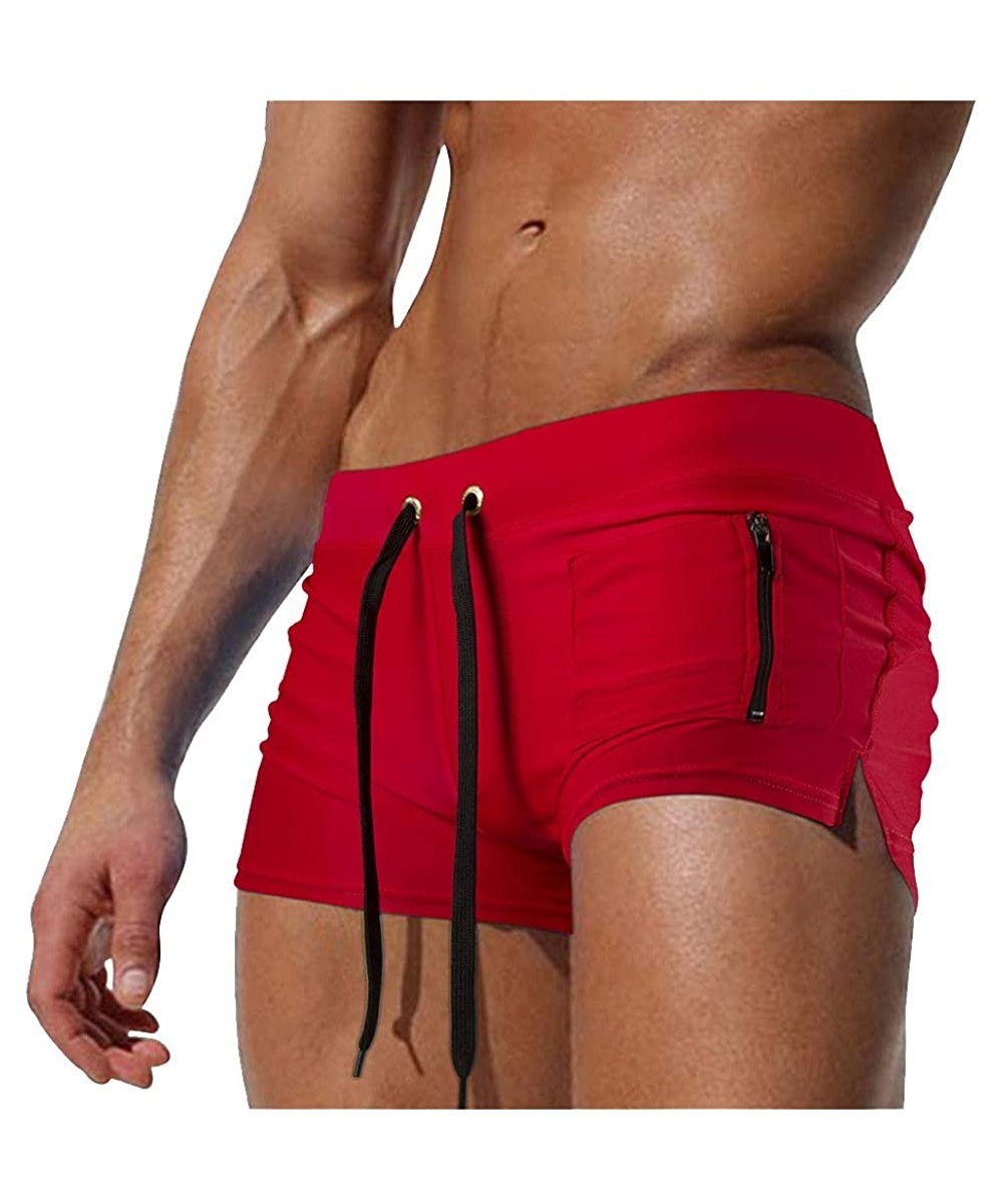 Men's Sexy Trunks Fashion Beach Swimming Shorts Boxer Swimming Briefs Swim Trunks Swimwear Shorts Underwear - C-red - CG195KI...