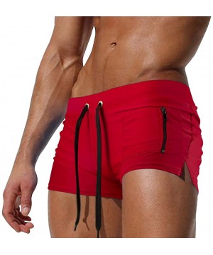 Men's Sexy Trunks Fashion Beach Swimming Shorts Boxer Swimming Briefs Swim Trunks Swimwear Shorts Underwear - C-red - CG195KI...