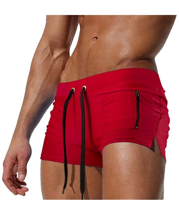 Men's Sexy Trunks Fashion Beach Swimming Shorts Boxer Swimming Briefs Swim Trunks Swimwear Shorts Underwear - C-red - CG195KI...