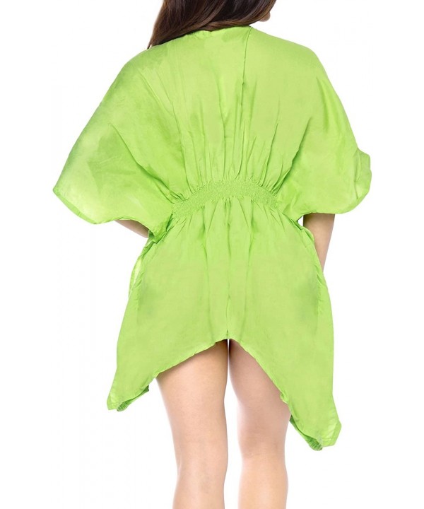 Women's Midi Caftan Dress Tops Beach Swimwear Cover Ups Embroidery A - Green_h595 - CN12GEVXVVZ $19.11-Cover-Ups