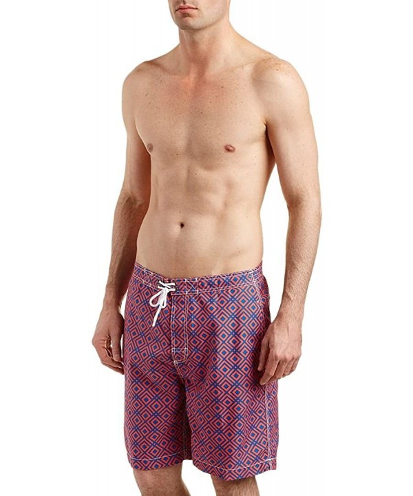 Men's Swami 8 Inch Pattern Swim - Blue Surf/Hibiscus - CI12MYAUYIW $41.05-Trunks