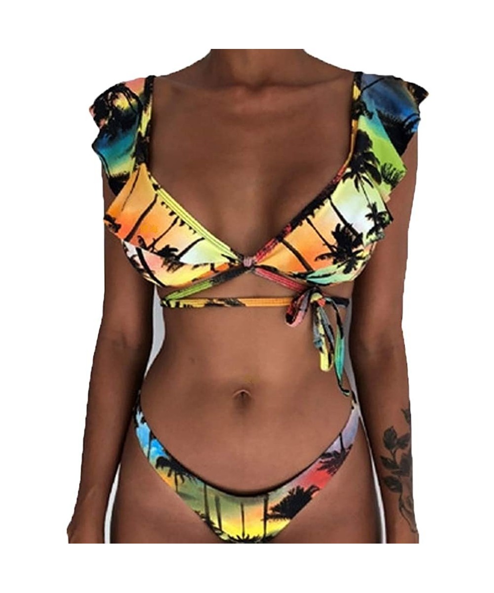 Womens Two Piece Swimsuits Tie Knot Padded Push Up Bikini Set Bathing Suit - Style 2115-15 - C918SL7ER27 $9.75-Sets