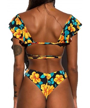 Womens Two Piece Swimsuits Tie Knot Padded Push Up Bikini Set Bathing Suit - Style 2115-15 - C918SL7ER27 $9.75-Sets