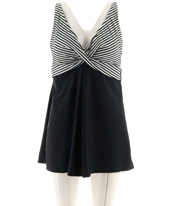 Striped Swim Dress A303527 - Black - CL18TMQCL6H $52.88-Cover-Ups