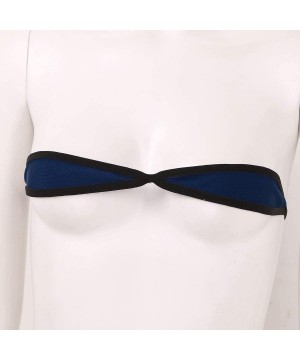 Womens Self-tie Bandeau Tube Bra Top with G-String Micro Bikini Lingerie Swimwear - Navy Blue 2 - C819CD0W903 $13.22-Sets