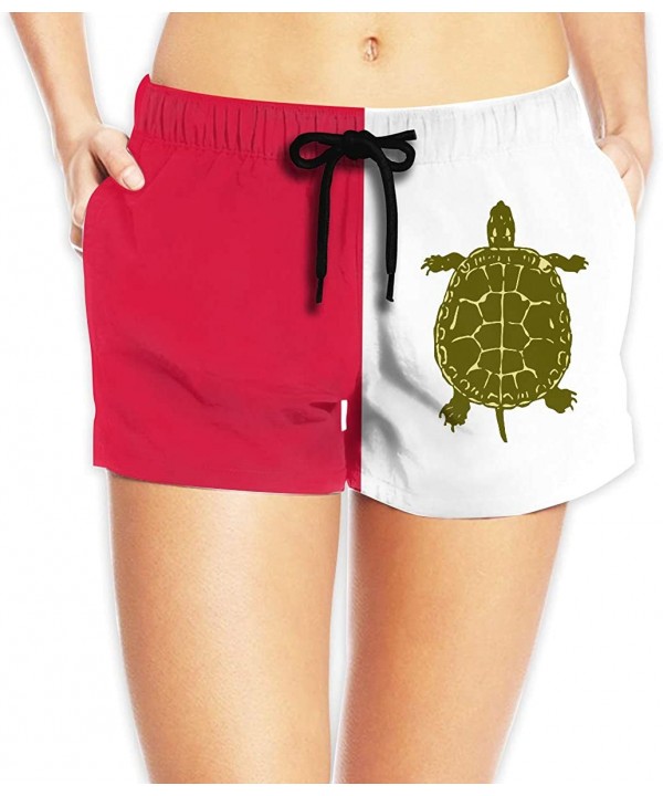 Womens Quick Dry Swim Trunks- Polyester Native American Turtles Swimsuit with Pockets - CR18ONYLWEN $30.29-Board Shorts