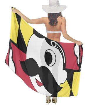 Women Fahion Swimsuit Bikini Cover Up Sarong- Party Wedding Shawl Wrap - Maryland Flag - CD19C6MX8WQ $25.65-Cover-Ups