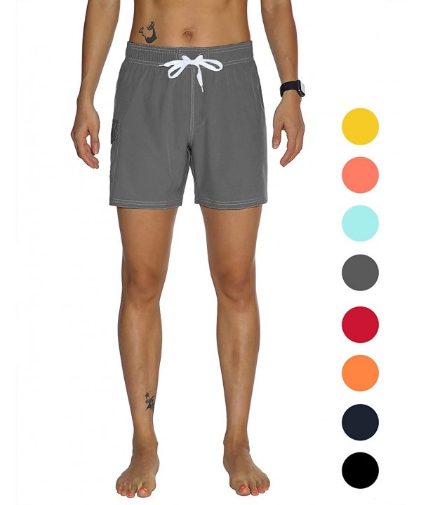 Women's Board Shorts Quick Dry Drawstring Sports Summer Bottom Swim Shorts with Pocket - 26150 Gray - CF18N7RGK7W $15.40-Tank...