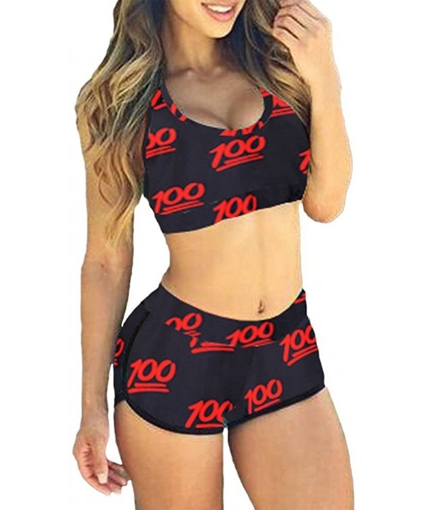 Women's 2019 Printed Sports Halter Bikini Girls Swimsuit(FBA) - Black 100 - CD12F4QYOB7 $15.11-Racing