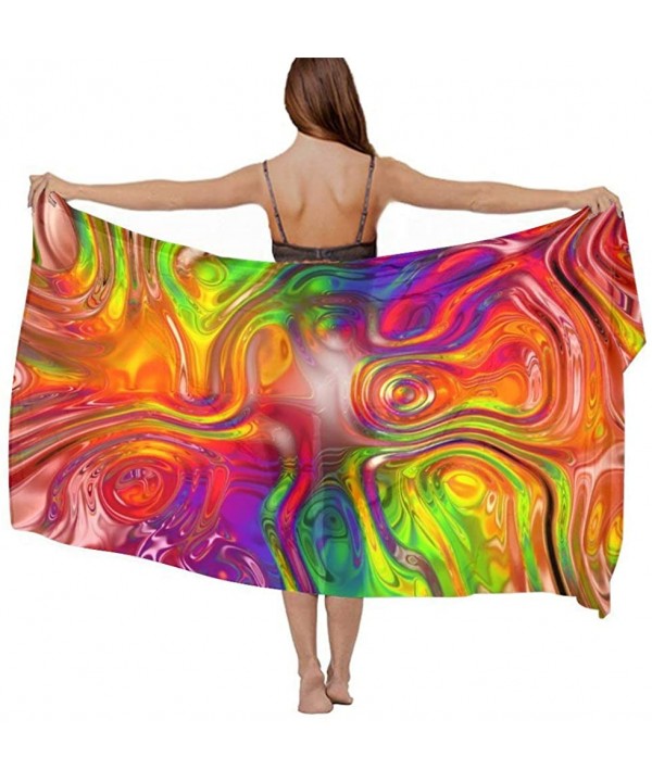 Women Chiffon Scarf Sunscreen Shawl Wrap Swimsuit Cover Up Beach Sarongs - Colors Rainbow - CC19C4LOH2I $29.17-Cover-Ups