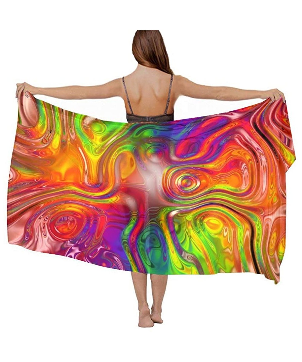 Women Chiffon Scarf Sunscreen Shawl Wrap Swimsuit Cover Up Beach Sarongs - Colors Rainbow - CC19C4LOH2I $29.17-Cover-Ups