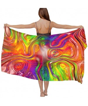 Women Chiffon Scarf Sunscreen Shawl Wrap Swimsuit Cover Up Beach Sarongs - Colors Rainbow - CC19C4LOH2I $29.17-Cover-Ups