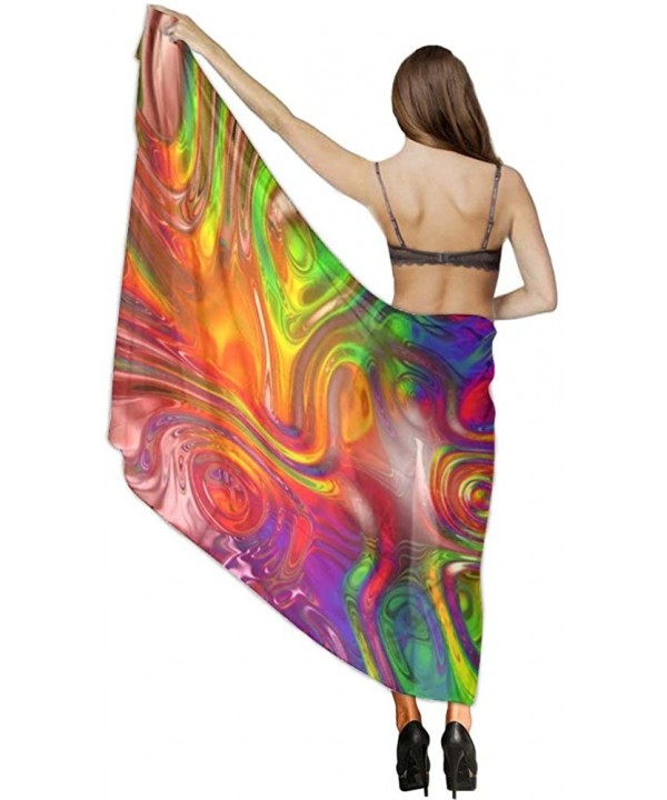 Women Chiffon Scarf Sunscreen Shawl Wrap Swimsuit Cover Up Beach Sarongs - Colors Rainbow - CC19C4LOH2I $29.17-Cover-Ups