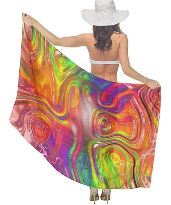 Women Chiffon Scarf Sunscreen Shawl Wrap Swimsuit Cover Up Beach Sarongs - Colors Rainbow - CC19C4LOH2I $29.17-Cover-Ups