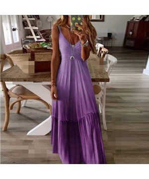 Women's Bohemian Floral Printed Wrap V Neck Short Sleeve Split Beach Party Maxi Dress Summer Sundress - Z4-purple - C419CQKR6...