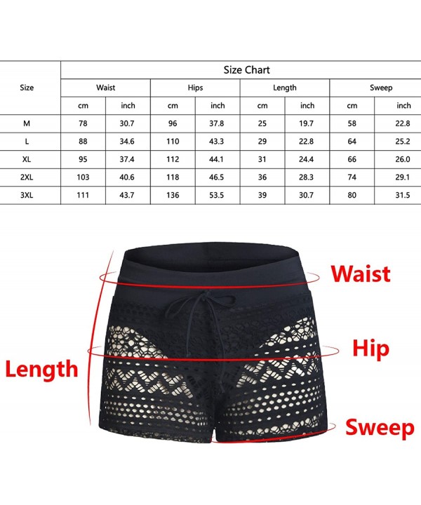 Women's Quick Dry Mid Waistband Swim Beach Board Shorts with Tankini Bottom Inner Lining - Black Hollow - CB193N3WZ2K $23.42-...