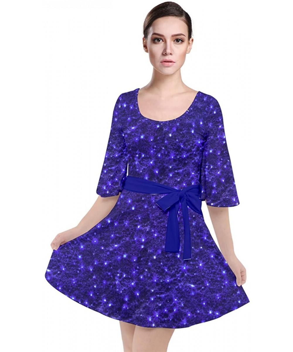 Womens Space Rocket Planet Sun Moon Science Rick Morty Velour Kimono Dress- XS-3XL - Blue Purple - C918AW372DQ $28.34-Cover-Ups