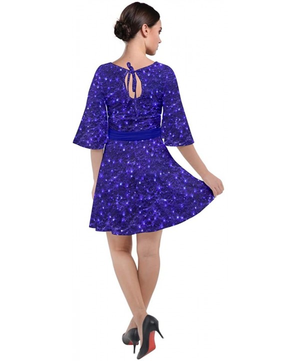 Womens Space Rocket Planet Sun Moon Science Rick Morty Velour Kimono Dress- XS-3XL - Blue Purple - C918AW372DQ $28.34-Cover-Ups