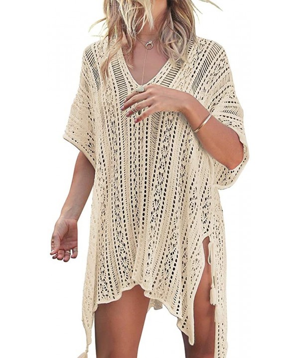 Women's Bathing Suit Cover Up Swimsuit Bikini Beach Swimwear Sleeve Coverups - Apricot - CV194MA7CC0 $18.06-Cover-Ups