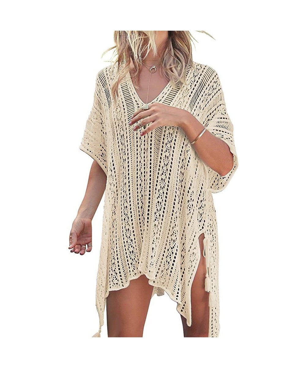 Women's Bathing Suit Cover Up Swimsuit Bikini Beach Swimwear Sleeve Coverups - Apricot - CV194MA7CC0 $18.06-Cover-Ups