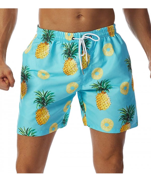 Men's Swim Trunks Quick Dry Shorts with Pockets - D_pineapple - CE18TWDMZYH $15.43-Trunks