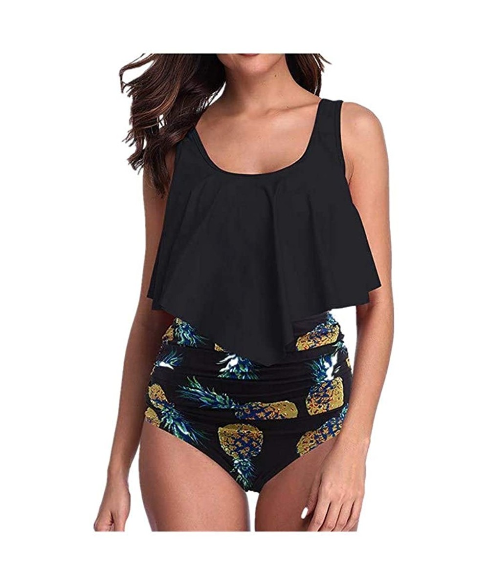 Summer for Women Striped Printed Ruffled Flounce Boyshort Swimdress Cover Up Bathing Suit for Women - Black - C418QKQR8SY $13...