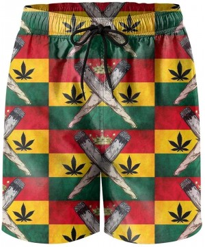 Men Skull Marihuana Cannabis Weed Leaves Beach Pants Biker Shorts Mini Beach Pants for Men - Cannabis Flag Weed - CX18UEQXSUH...