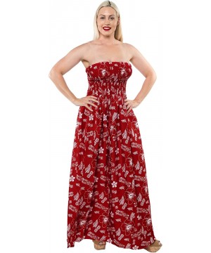 Women's Plus Size Tube Dress Summer Dress for Girls Sundress Printed A - Spooky Red_i621 - C317YIL6IEE $24.73-Cover-Ups