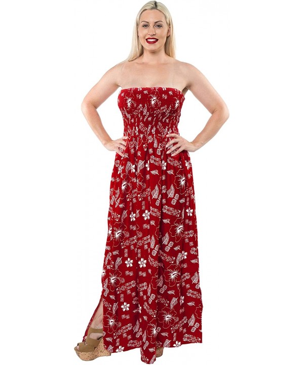 Women's Plus Size Tube Dress Summer Dress for Girls Sundress Printed A - Spooky Red_i621 - C317YIL6IEE $24.73-Cover-Ups