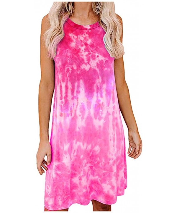 Dresses for Women Casual Summer Tie-dye Sleeveless Cami Mini Dress Girl Party A-Line Tank Short Dress Beach Sundress - Z Hot ...