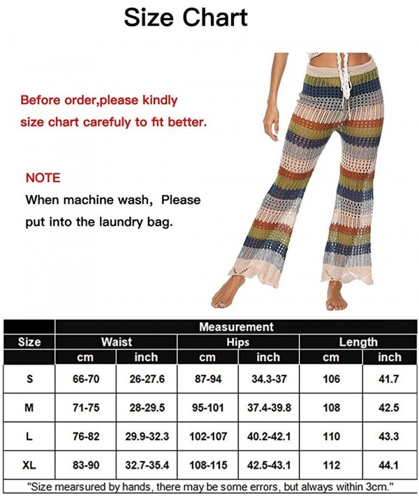 Womens Cover Up Pants Hollow Out Crochet High Waist Mesh Beach Bikini Swimsuits Pants - Stripe - C718TUO3AY4 $18.39-Cover-Ups