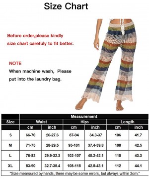 Womens Cover Up Pants Hollow Out Crochet High Waist Mesh Beach Bikini Swimsuits Pants - Stripe - C718TUO3AY4 $18.39-Cover-Ups