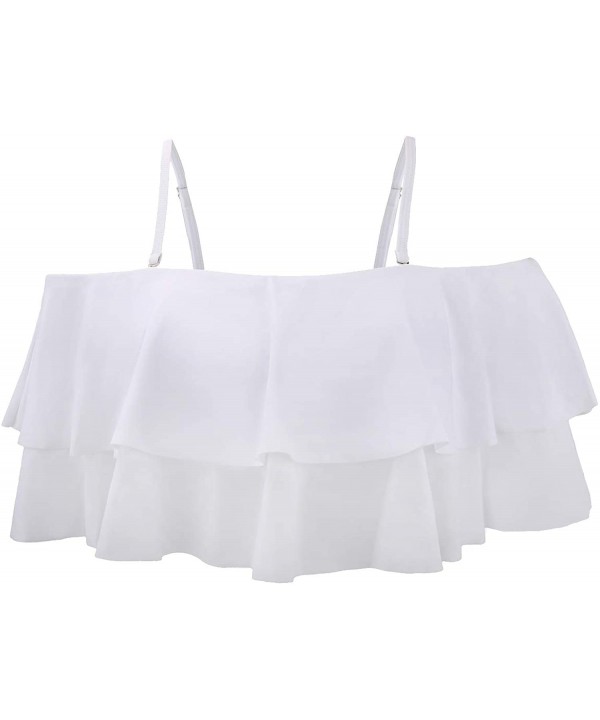 Women Flounce Swimsuit Off Shoulder Ruffled Chic Bikini Tops - B-white - CQ18UMMAI9K $16.29-Sets