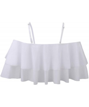 Women Flounce Swimsuit Off Shoulder Ruffled Chic Bikini Tops - B-white - CQ18UMMAI9K $16.29-Sets