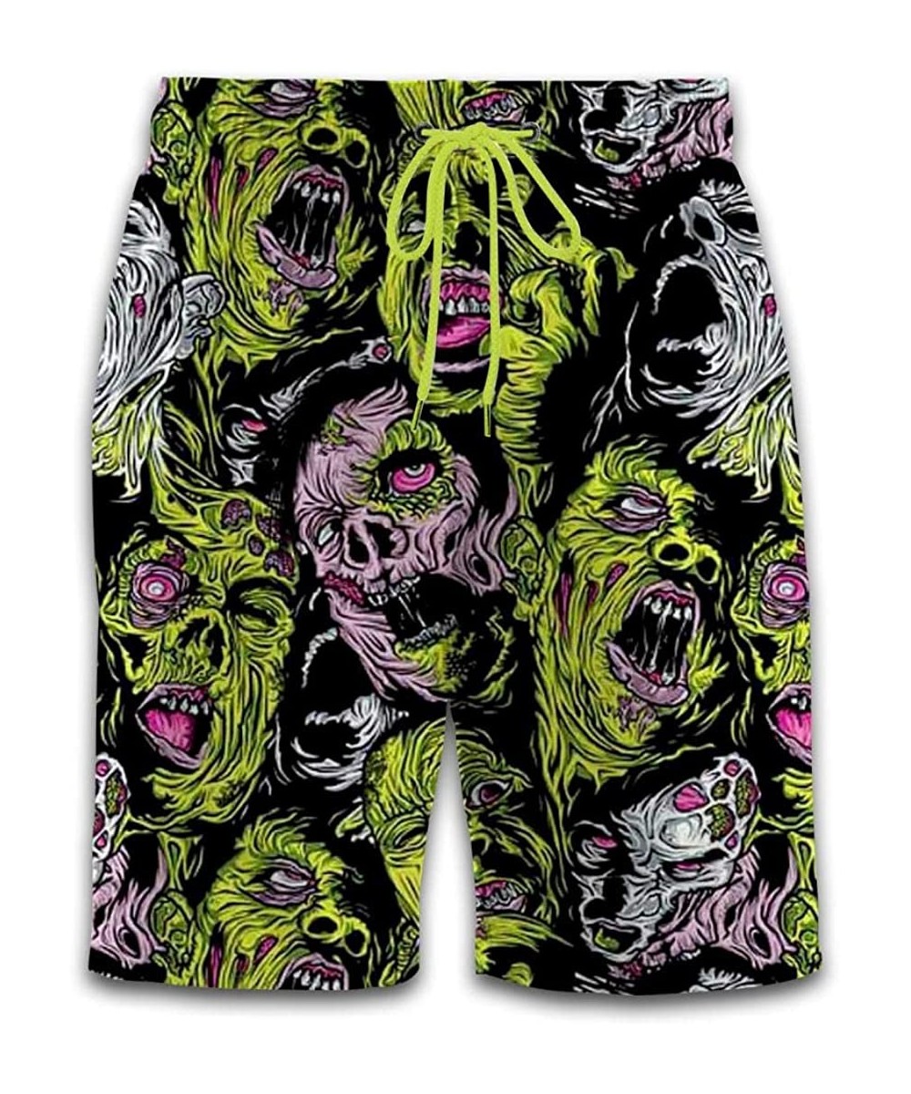 Funny Mens 3D Horror Zombie Skull Beach Shorts Swim Trunks Beachwear Anime Cartoon Pants - White - CJ199I32N4Y $30.89-Board S...