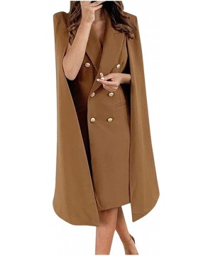 Womens Buttons Dress Double Breasted Front Business Pencil Style Long Dress for Work Casual - Brown - CG192C5GGRW $25.38-Racing