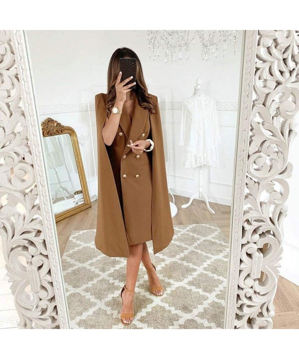 Womens Buttons Dress Double Breasted Front Business Pencil Style Long Dress for Work Casual - Brown - CG192C5GGRW $25.38-Racing