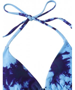 Women's Metallic Tie Back String Triangle Bikini 2 Piece Swimsuit - A-blue - CH1905CX0EZ $14.65-Sets