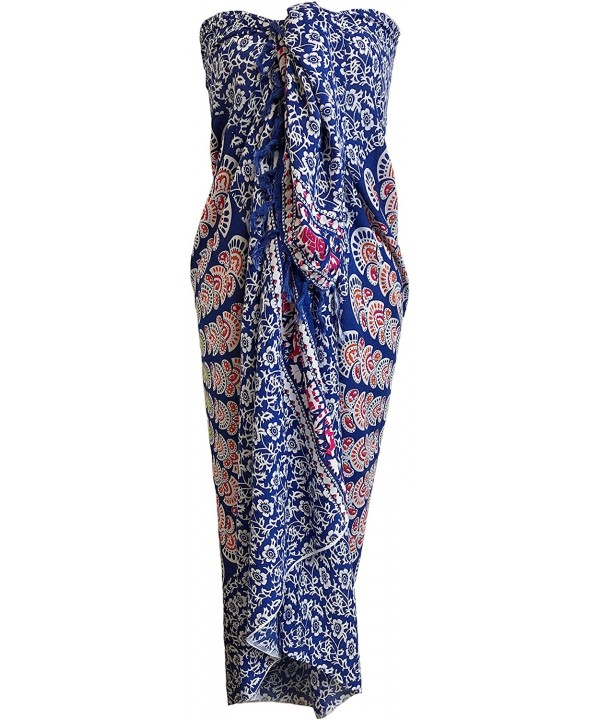 Elephant Sarong Wraps from Bali Beach Cover Up - Elephant Fans Blue/Fuchsia - C3194A2UU5H $19.90-Cover-Ups