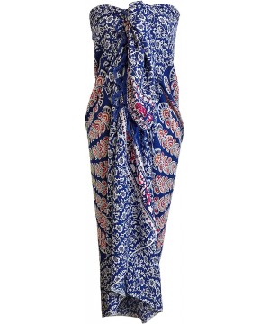 Elephant Sarong Wraps from Bali Beach Cover Up - Elephant Fans Blue/Fuchsia - C3194A2UU5H $19.90-Cover-Ups