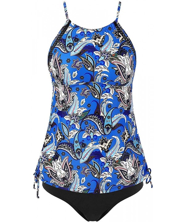 Women's Blouson Tankini Swimsuit Double Up Tummy Control Swimwear Set - Paisley Printed-navy - CP193ZOHAAE $28.49-Sets