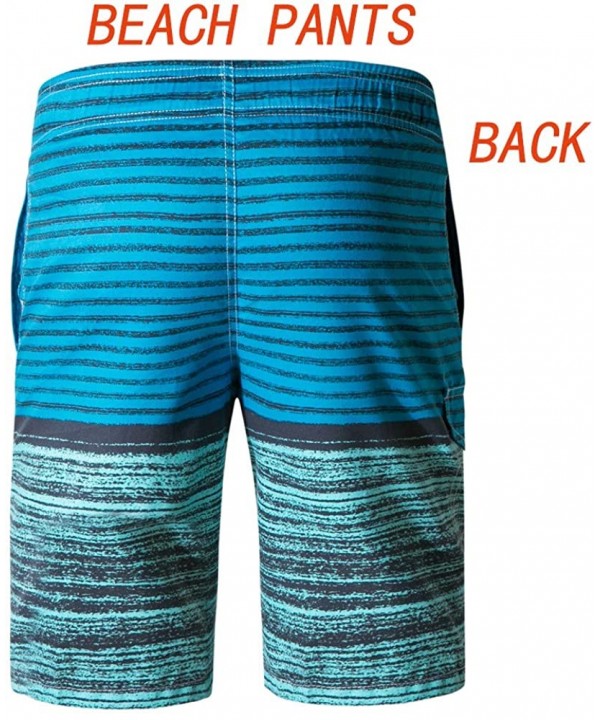 Men's Swim Trunks Board Shorts Swim Shorts Long Quick Dry Beach Shorts Bathing Suit - Striped Sea Blue - CU1898X9K9L $16.65-B...