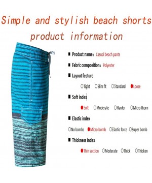 Men's Swim Trunks Board Shorts Swim Shorts Long Quick Dry Beach Shorts Bathing Suit - Striped Sea Blue - CU1898X9K9L $16.65-B...