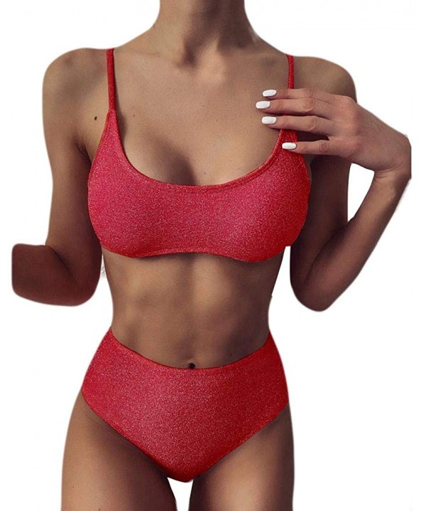 4th of July Sexy American Flag Bikini Plus Size Bathing Suit Two Piece Swimsuits for Women - Red 06 - CC19C2RE9AN $19.78-Sets