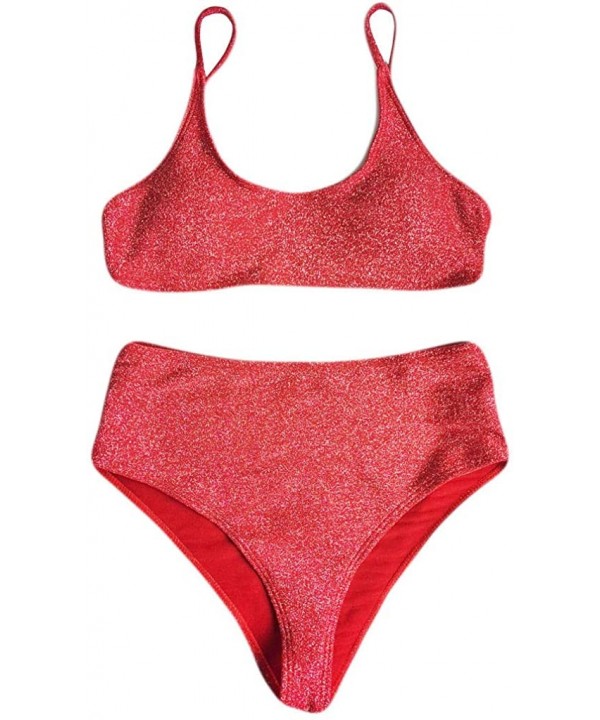 4th of July Sexy American Flag Bikini Plus Size Bathing Suit Two Piece Swimsuits for Women - Red 06 - CC19C2RE9AN $19.78-Sets