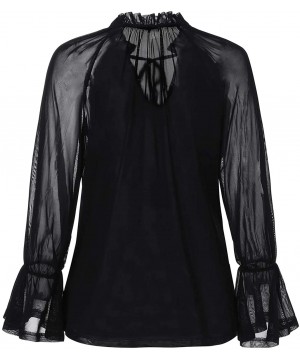 Womens Mesh Sheer Tops See Through T Shirt Sexy Cover Ups Short/Long Sleeve Tee Blouses - Black 8 - CU1944X6H3C $16.20-Cover-Ups