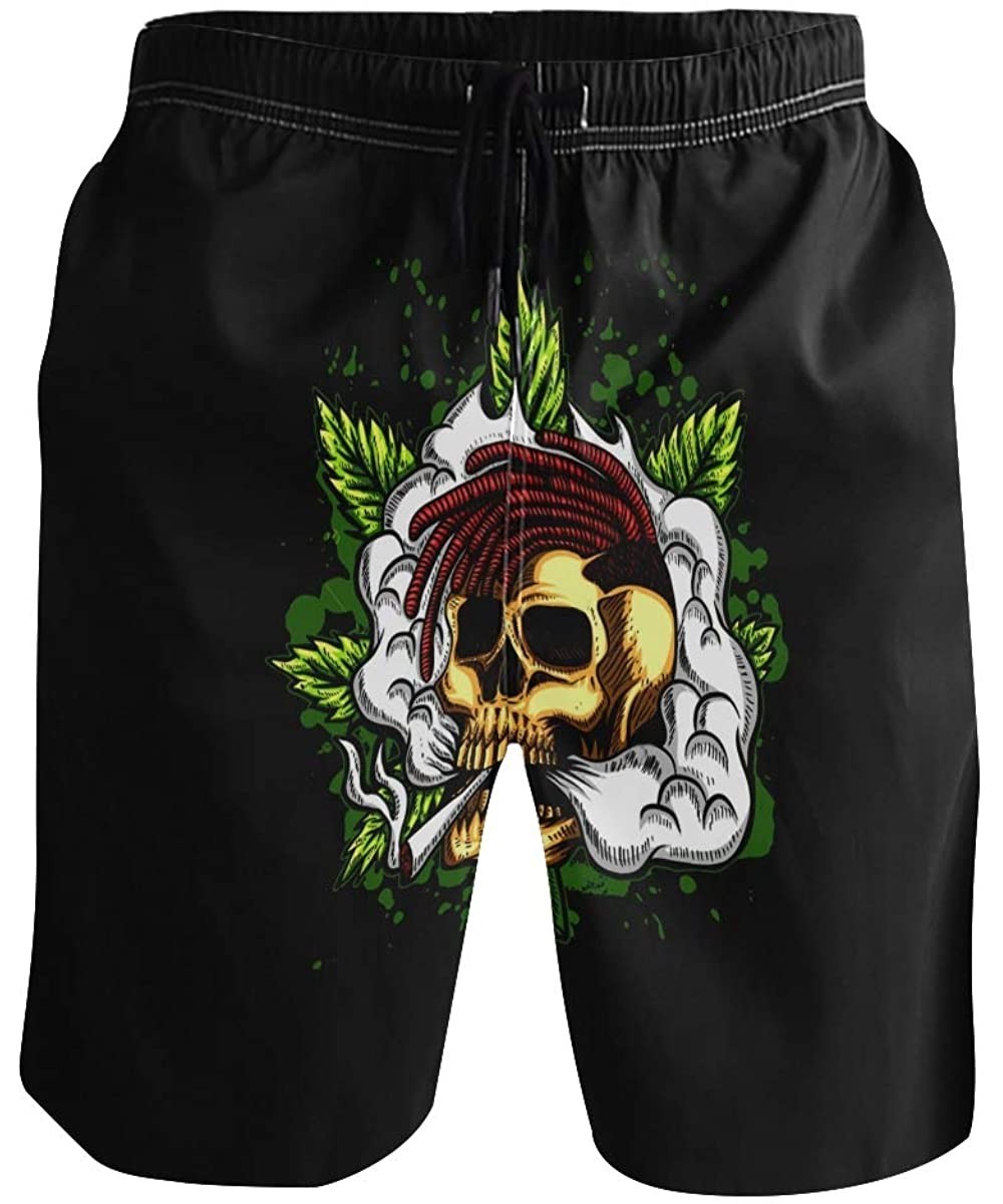 Mens Surfing Shorts Mexican Hat Swim Trunks Shorts - Marijuana Leaf Skull Flame - C818XD93OL0 $19.50-Board Shorts