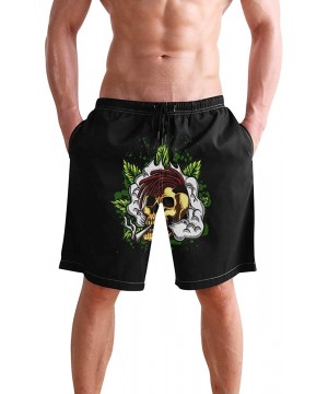 Mens Surfing Shorts Mexican Hat Swim Trunks Shorts - Marijuana Leaf Skull Flame - C818XD93OL0 $19.50-Board Shorts