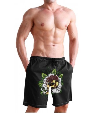 Mens Surfing Shorts Mexican Hat Swim Trunks Shorts - Marijuana Leaf Skull Flame - C818XD93OL0 $19.50-Board Shorts